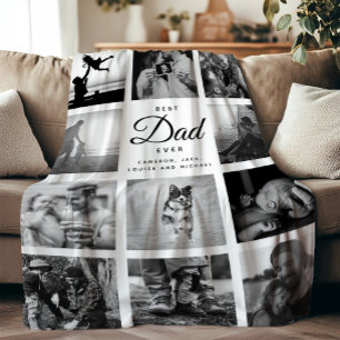 BESTE DAD EVER Modern Trendy Black and White Fleece Deken