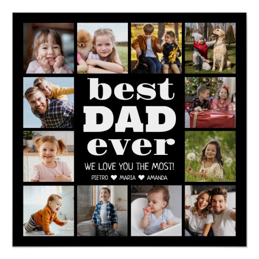 Beste DAD ooit 12 fotocollage Perfect Poster (Voorkant)