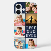 BESTE DAD OOIT 6 Fotocollage Navy Blue Case-Mate iPhone Case (Achterkant)
