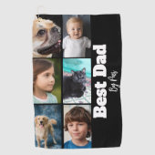 Beste Dad Six Photo Template Zwart-wit Golfhanddoek (Voorkant)