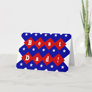 Beste Dad Stars & Diamonds Typografie Rood & Blauw Kaart