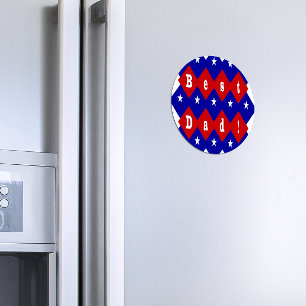 Beste Dad Stars & Diamonds Typografie Rood & Blauw Magneet