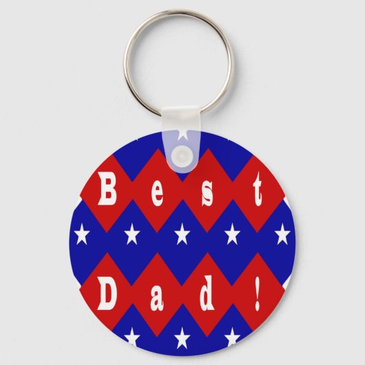 Beste Dad Stars & Diamonds Typografie Rood & Blauw Sleutelhanger (Voorkant)