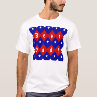 Beste Dad Stars & Diamonds Typografie Rood & Blauw T-shirt