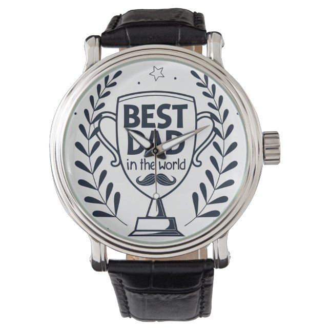 Beste Dad Trophy Design - Vaderdag cadeau Horloge (Voorkant)
