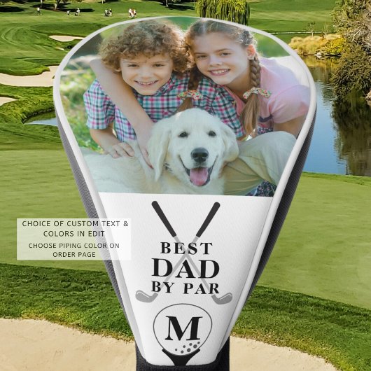 BESTE DAD VAN PAR Foto Monogram Black White Golfheadcover