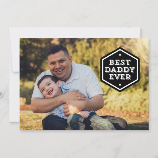 Beste Daddy Ever Hexagon Overlay Foto Feestdagenkaart (Voorkant)