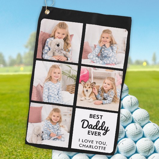 Beste DADDY ooit - Golfer - Persoonlijke 5 foto Golfhanddoek