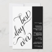 Beste dag, moderne 2-paars zwart-witbruiloft kaart (Voorkant)