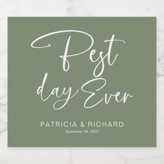 Beste dag, moderne kalligrafie bruiloft sparkling wijnetiket (Enkel label)