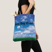 Beste dag ooit! Blauwe hemelgras tas (Dichtbij)