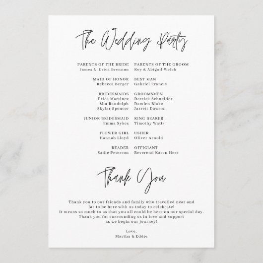 Beste dag ooit bruiloft tijdlijn programma (Achterkant)