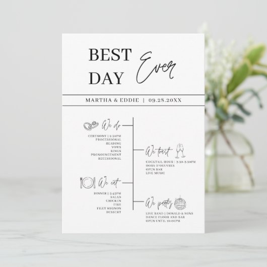 Beste dag ooit bruiloft tijdlijn programma (Staand voorkant)