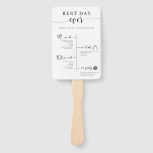 Beste dag ooit bruiloft tijdlijn programma fan handwaaier