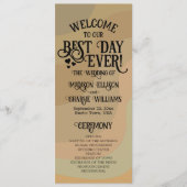 Beste dag ooit Earthtone Retro Swirls Bruiloft Programma (Voorkant)