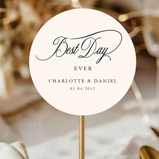 BESTE DAG OOIT! Elegant, bruiloft Ronde Sticker