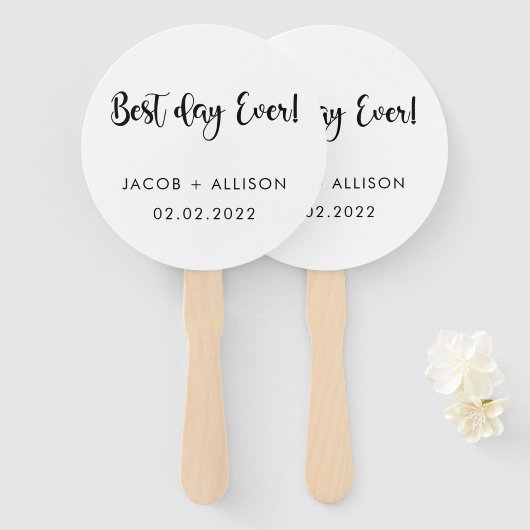 beste dag ooit elegante bruiloft handwaaier (Voorkant en achterkant)