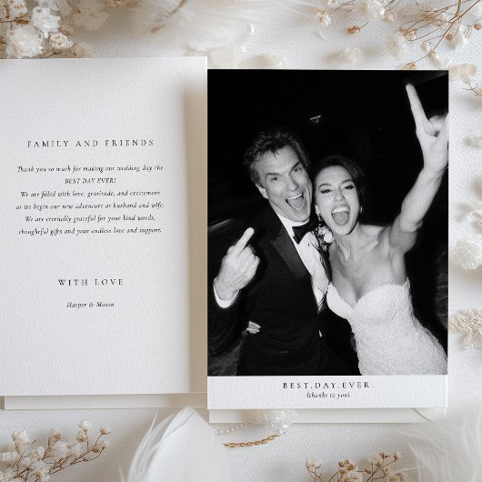 "Beste dag ooit" Foto bruiloft bedankkaart Kaart