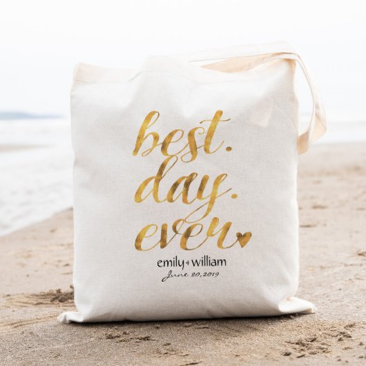 Beste dag ooit| Glanzend gouden huwelijksfeest wel Tote Bag