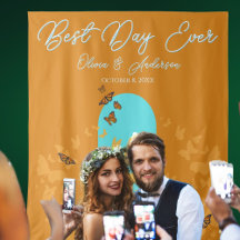 Beste dag ooit Gouden Aqua Monarch Butterfly Weddi