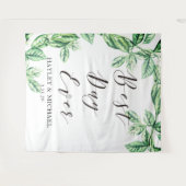 Beste dag ooit groen wedding foto achtergrond wandkleed (Voorkant (horizontaal))