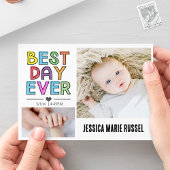 Beste Dag ooit Kleurrijke Geboorte Aankondiging Ka