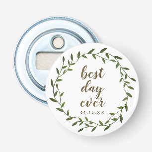 Beste dag ooit met wiet bruiloft button flesopener