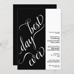 Beste dag ooit Minimale 2 Pane Black Wedding Kaart