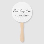 Beste dag ooit | Minimale dag van het witte huweli Handwaaier (Achterkant)