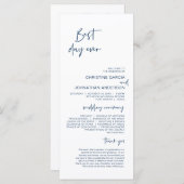 Beste dag ooit, Modern Navy Blue Wedding Program Programma (Voorkant / Achterkant)