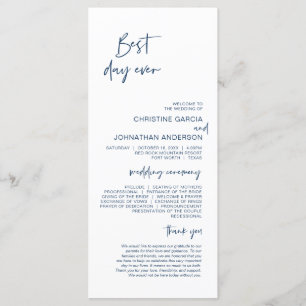 Beste dag ooit, Modern Navy Blue Wedding Program Programma