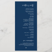 Beste dag ooit, Modern Navy Blue Wedding Program Programma (Achterkant)