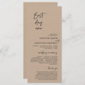 Beste dag ooit, Modern Wedding Kraft Brown Program Programma (Voorkant / Achterkant)
