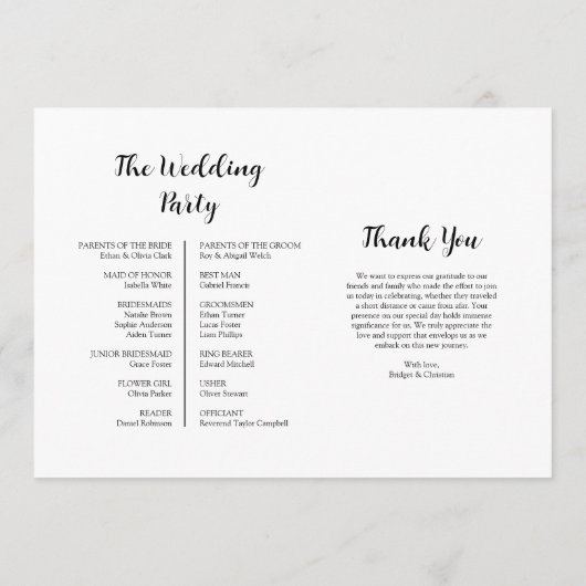 Beste dag ooit moderne elegante bruiloft tijdlijn programma (Achterkant)