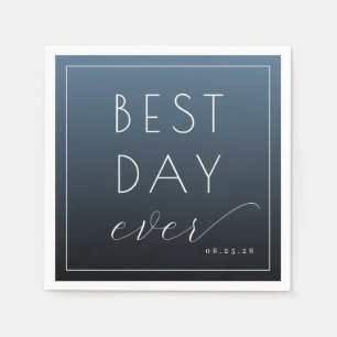 Beste Dag Ooit Optimistisch Blauw Typografisch Servet
