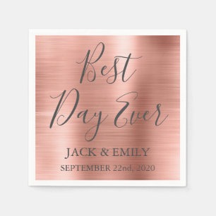 Beste dag ooit Roos Gold Blush Pink Napkins Servet