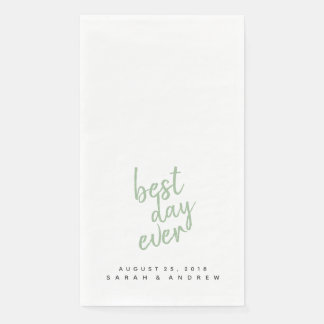 Beste Dag ooit Sage Groene Bruiloft Handdoek Servet