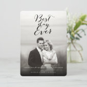 Beste dag ooit stijlvol script foto Moderne bruilo Bedankkaart (Staand voorkant)