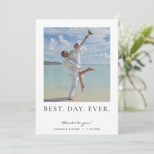 Beste dag van het huwelijk Foto Hartelijk dank Bedankkaart (Staand voorkant)