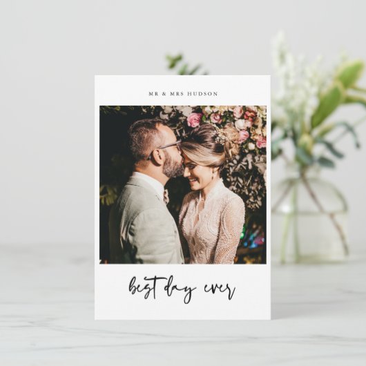 Beste dag van het huwelijk Foto Hartelijk dank Bedankkaart (Staand voorkant)