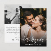 Beste dag van het huwelijk Foto Hartelijk dank Bedankkaart (Voorkant / Achterkant)