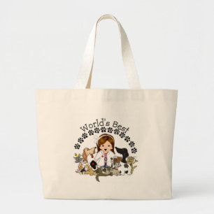 Beste dierenarts ter wereld - Vrouw Brown Hair Grote Tote Bag