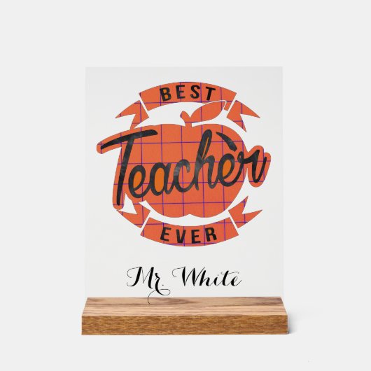 Beste docent ooit cadeau gepersonaliseerd acryl bord (Voorkant)