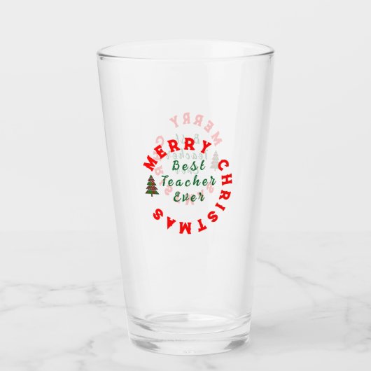 Beste docent ooit Kerstcadeau Bedankt Glas (Voorkant)