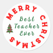 Beste docent ooit Kerstcadeau Bedankt Ronde Sticker (Voorkant)