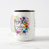 Beste dochter ooit bloemenmok tweekleurige koffiemok (Voorkant links)