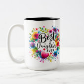 Beste dochter ooit bloemenmok tweekleurige koffiemok (Links)