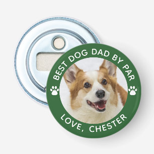 BESTE DOG DAD DOOR PAR Paw Print Green Button Flesopener
