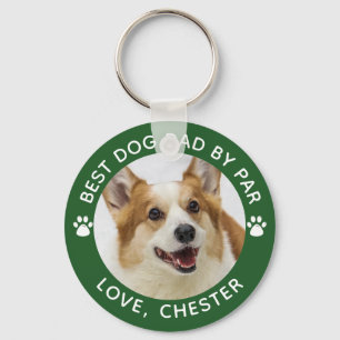 BESTE DOG DAD DOOR PAR Paw Print Green Sleutelhanger