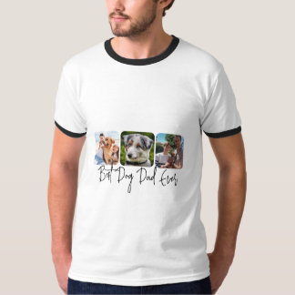 Beste Dog Dad Ever - Aangepaste 3-foto collage T-shirt
